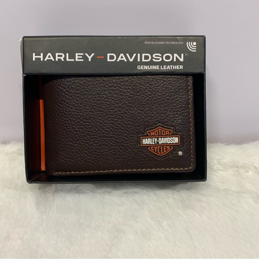 Harley-Davidson Brown wallet with Iconic Logo Genuine Leather